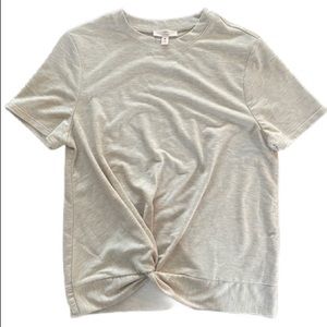 Como Vintage Beige/Tan short Sleeve Tie Crop Waist Ultra Soft Tee